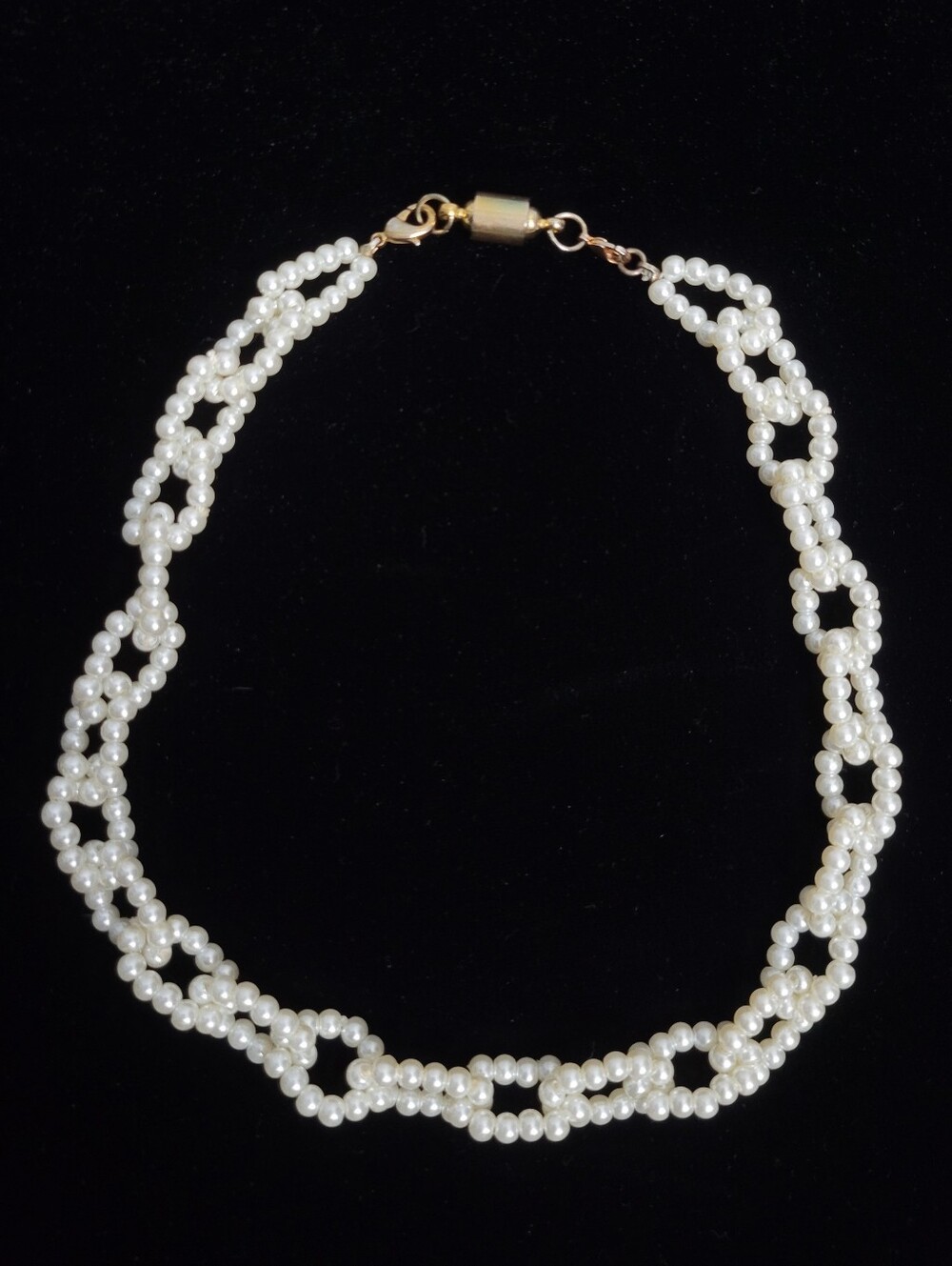 Delicate Vintage White Faux Pearl Link-Style Necklace